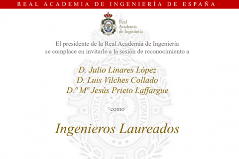 La RAI reconoce como Ingenieros Laureados a D. Julio Linares, D.ª Mª Jesús Prieto y D. Luis Vilches